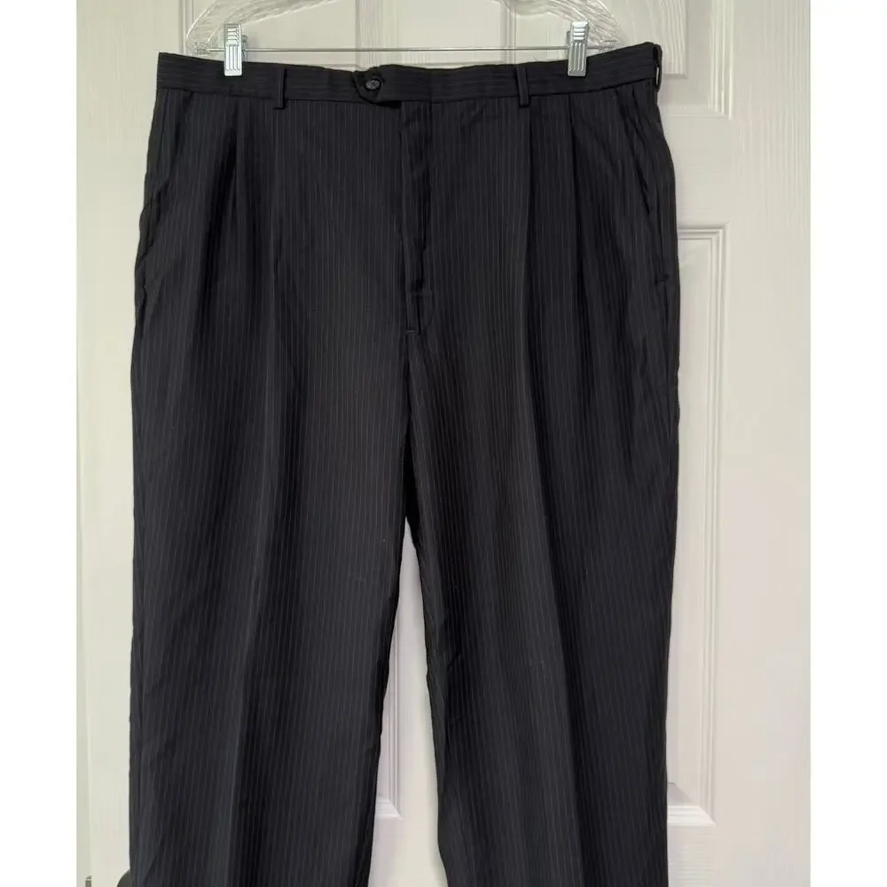 Hart Schaffner&Marx Men's Wool Pinstriped 2Piece Suit Set Size 44R PantsWaist 38